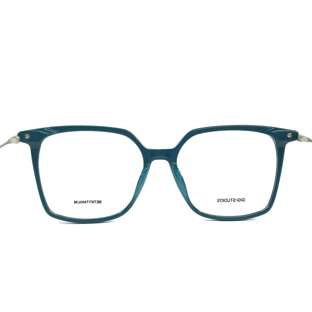 Gigi Studios Eyeglasses Frames AMARA GS8002/030 Green Silver Titanium 55-16-145